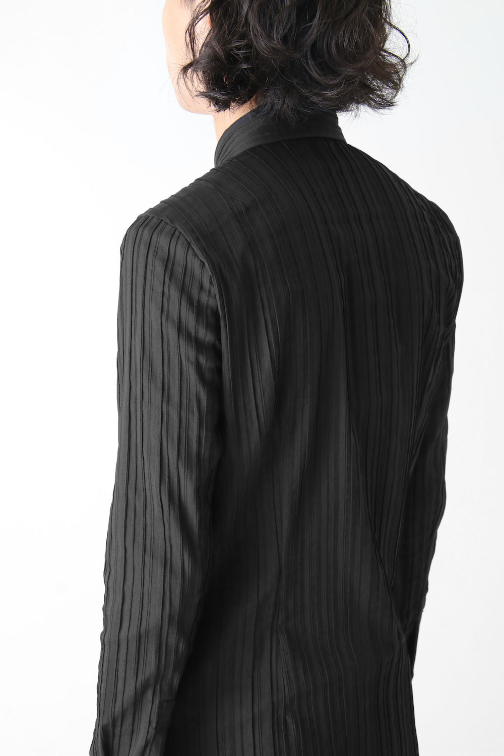 COTTON NYLON POLYURETHANE PIN TUCK STRETCH SHIRT