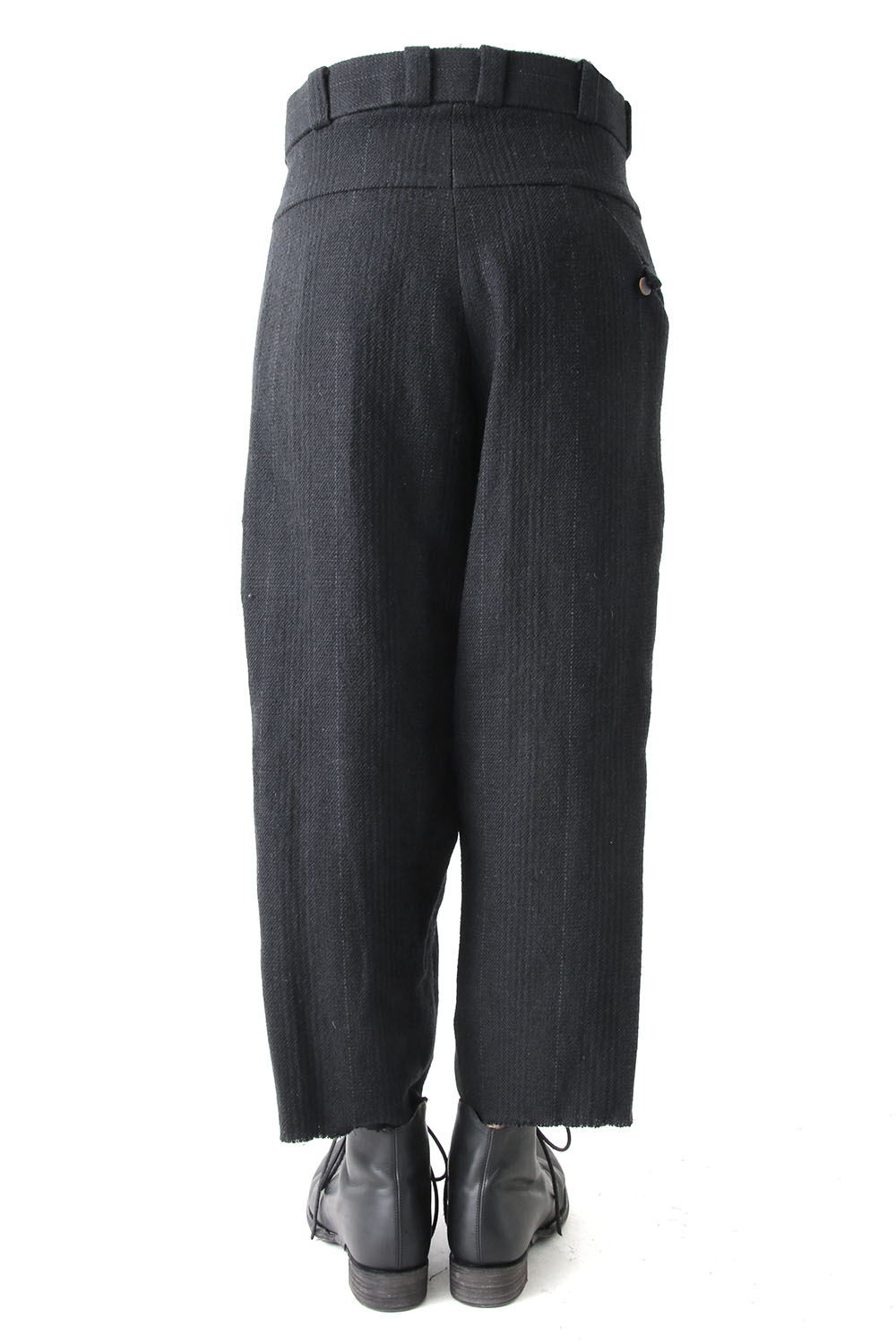 Cropped Pants Silk Linen Wool Stripe