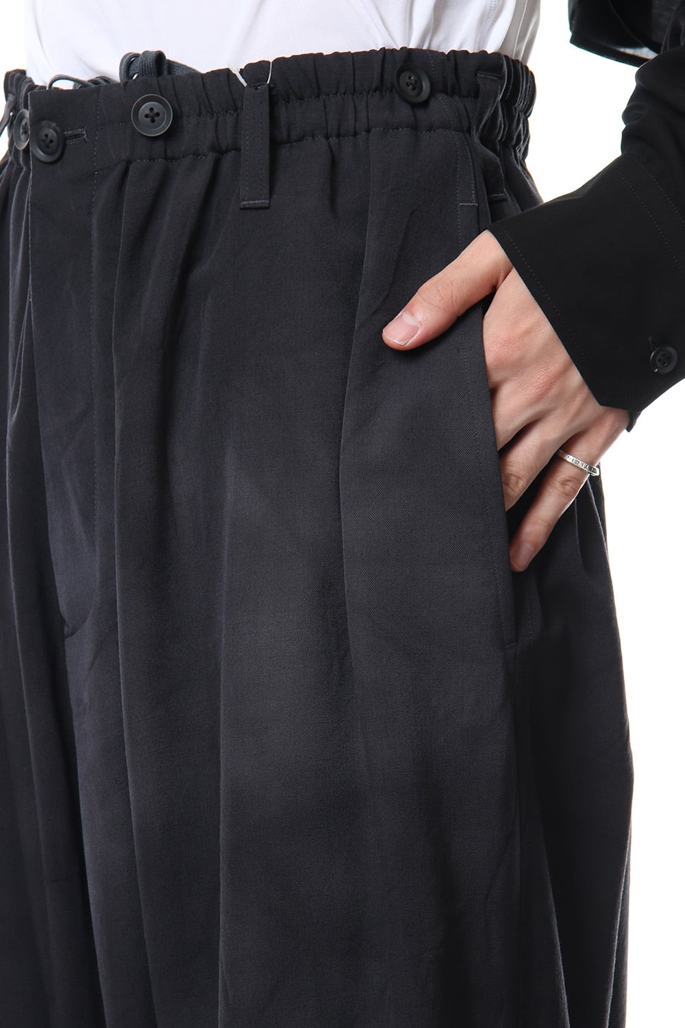 Sarouel Skirt Uneven Dyeing Wrinkled Gabardine 