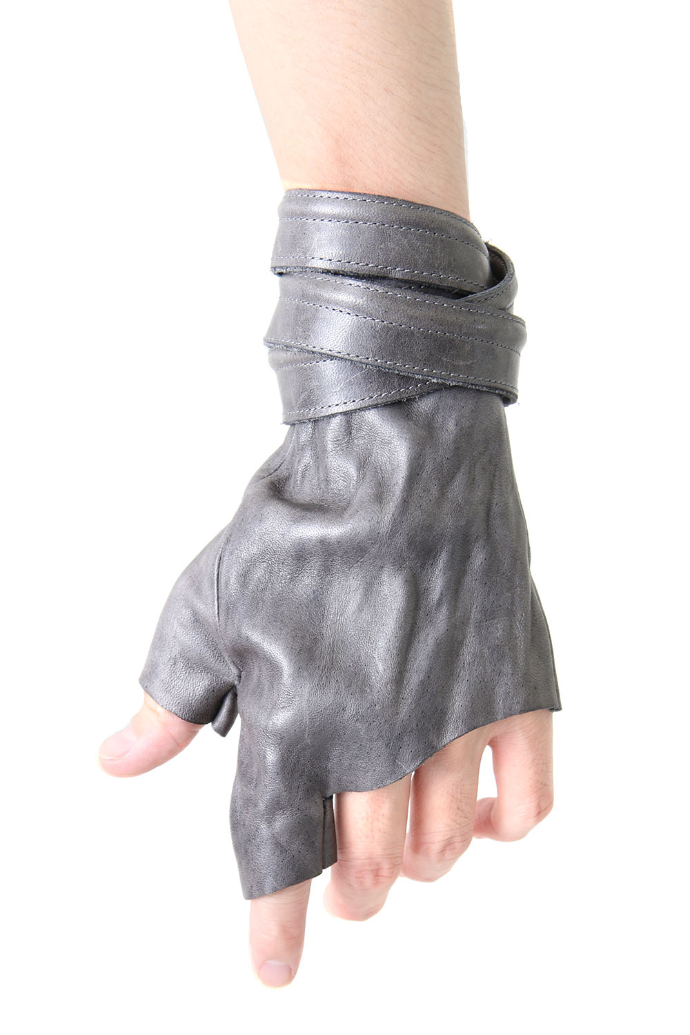 Horse Leather Strap Fingerless Gloves