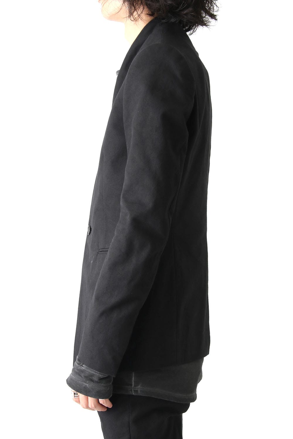 Layered Collarless Tailored Jacket Black