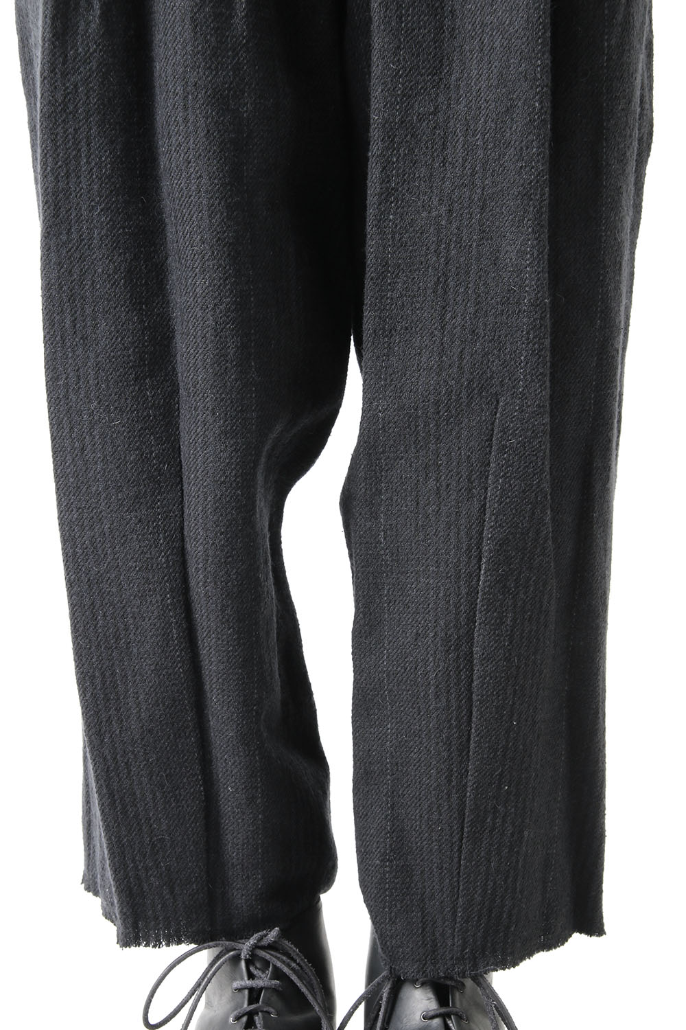 Cropped Pants Silk Linen Wool Stripe