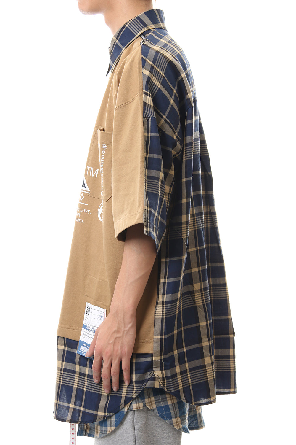 Shirt Docking Zip Slit T-shirt Beige