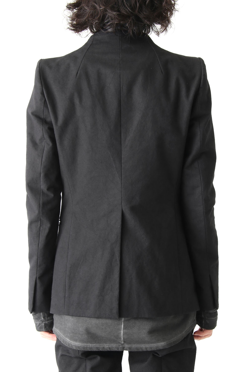 Layered Collarless Tailored Jacket Black