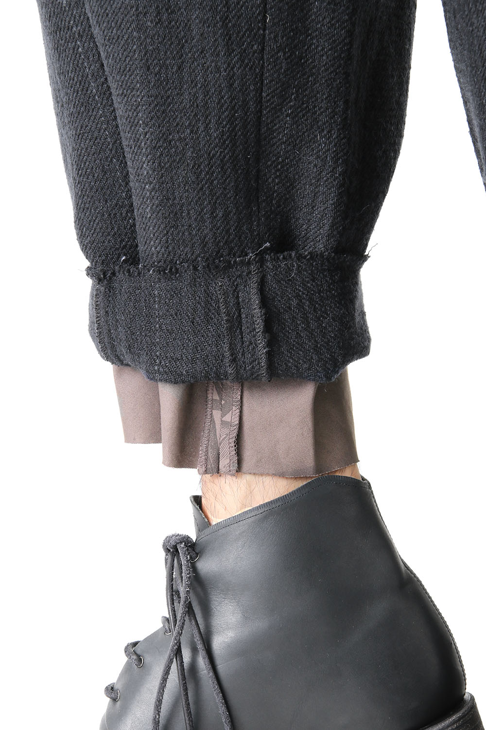 Cropped Pants Silk Linen Wool Stripe