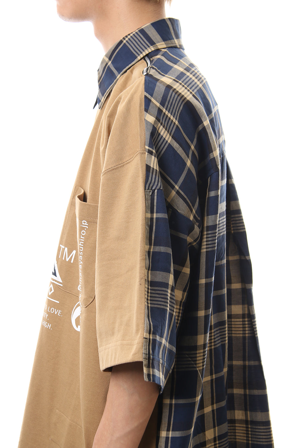 Shirt Docking Zip Slit T-shirt Beige