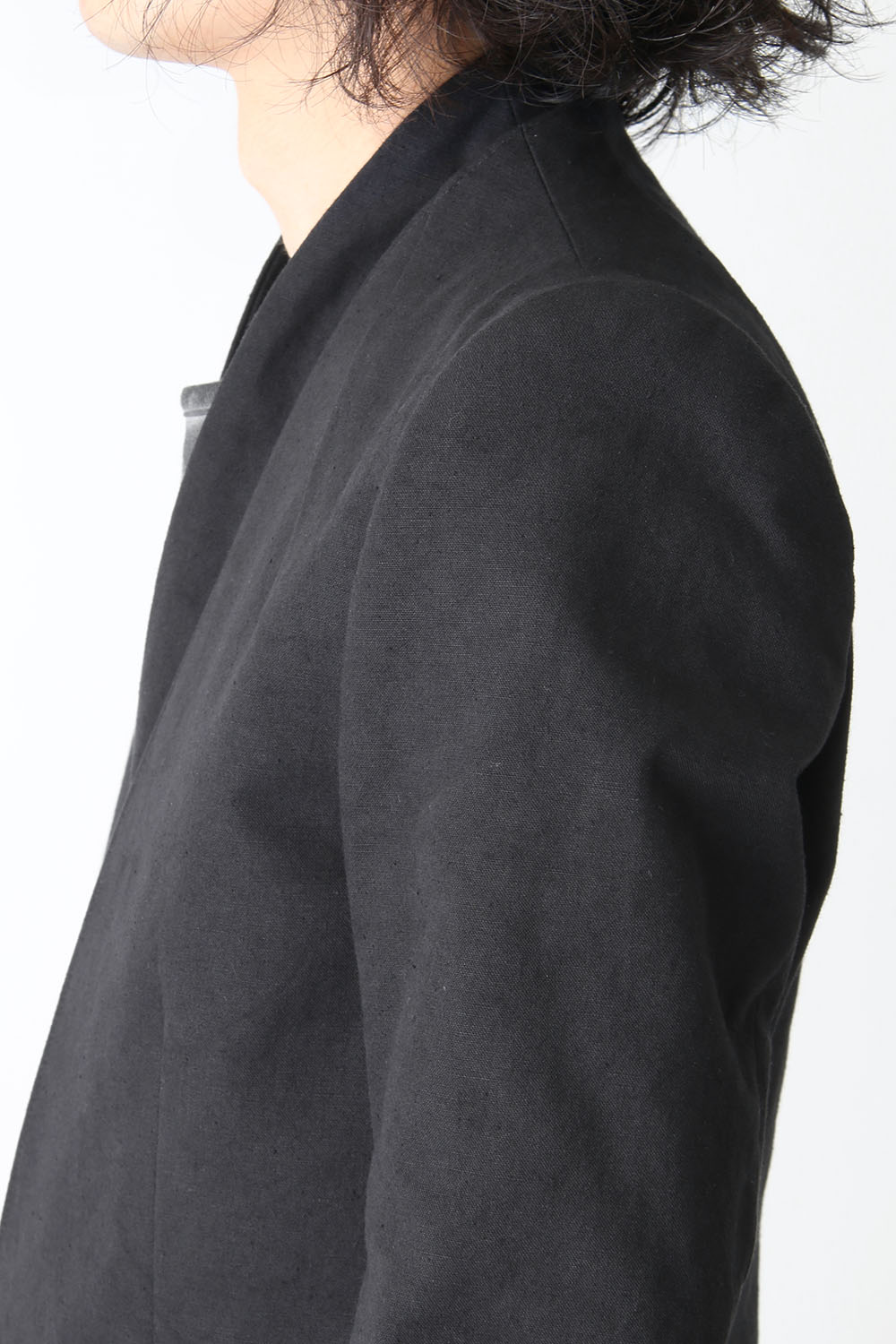 Layered Collarless Tailored Jacket Black