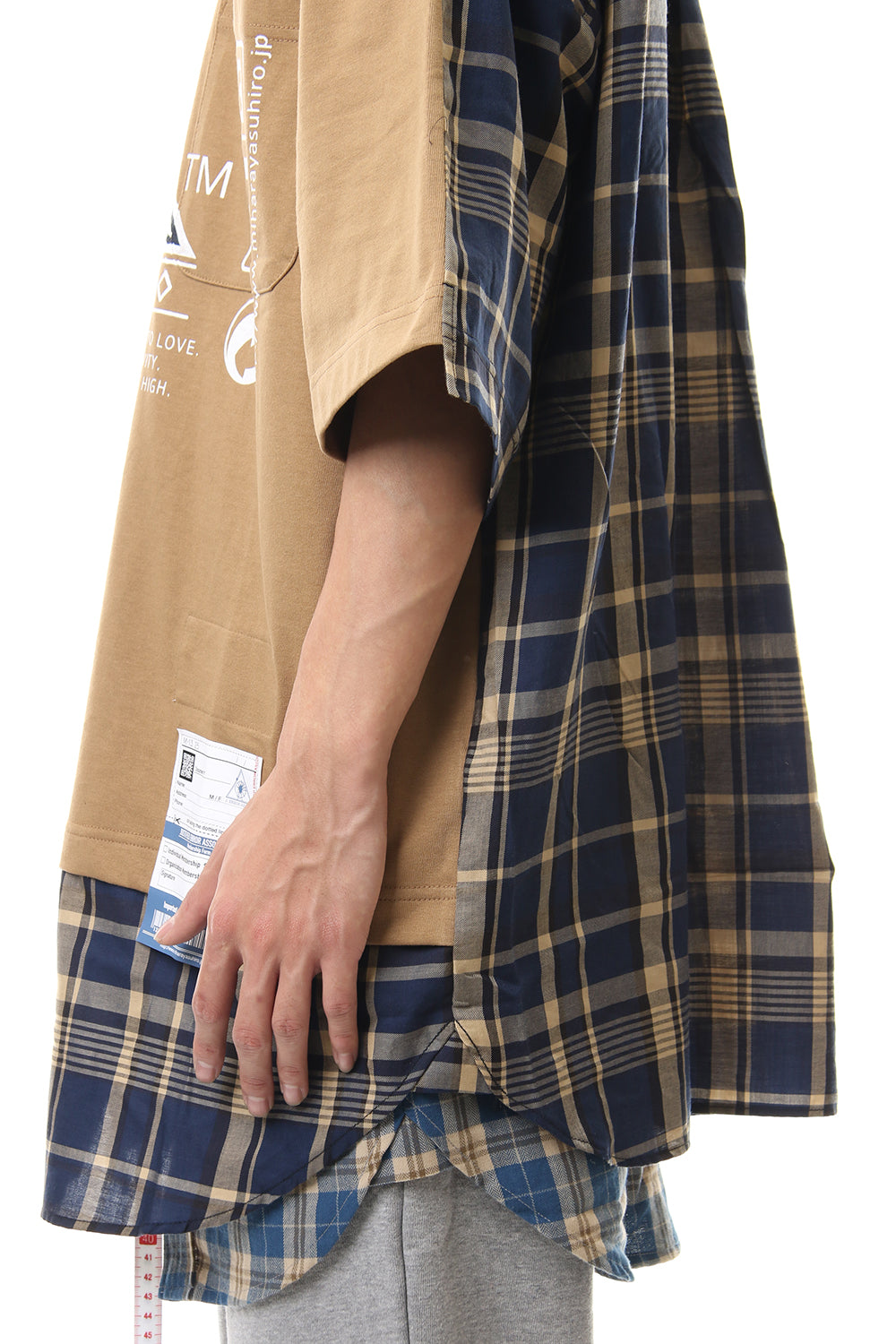 Shirt Docking Zip Slit T-shirt Beige