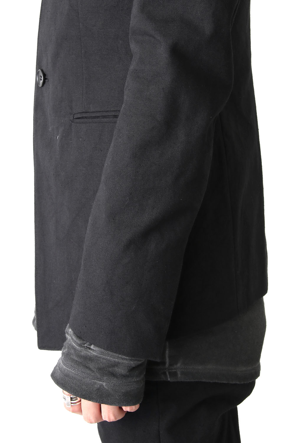 Layered Collarless Tailored Jacket Black