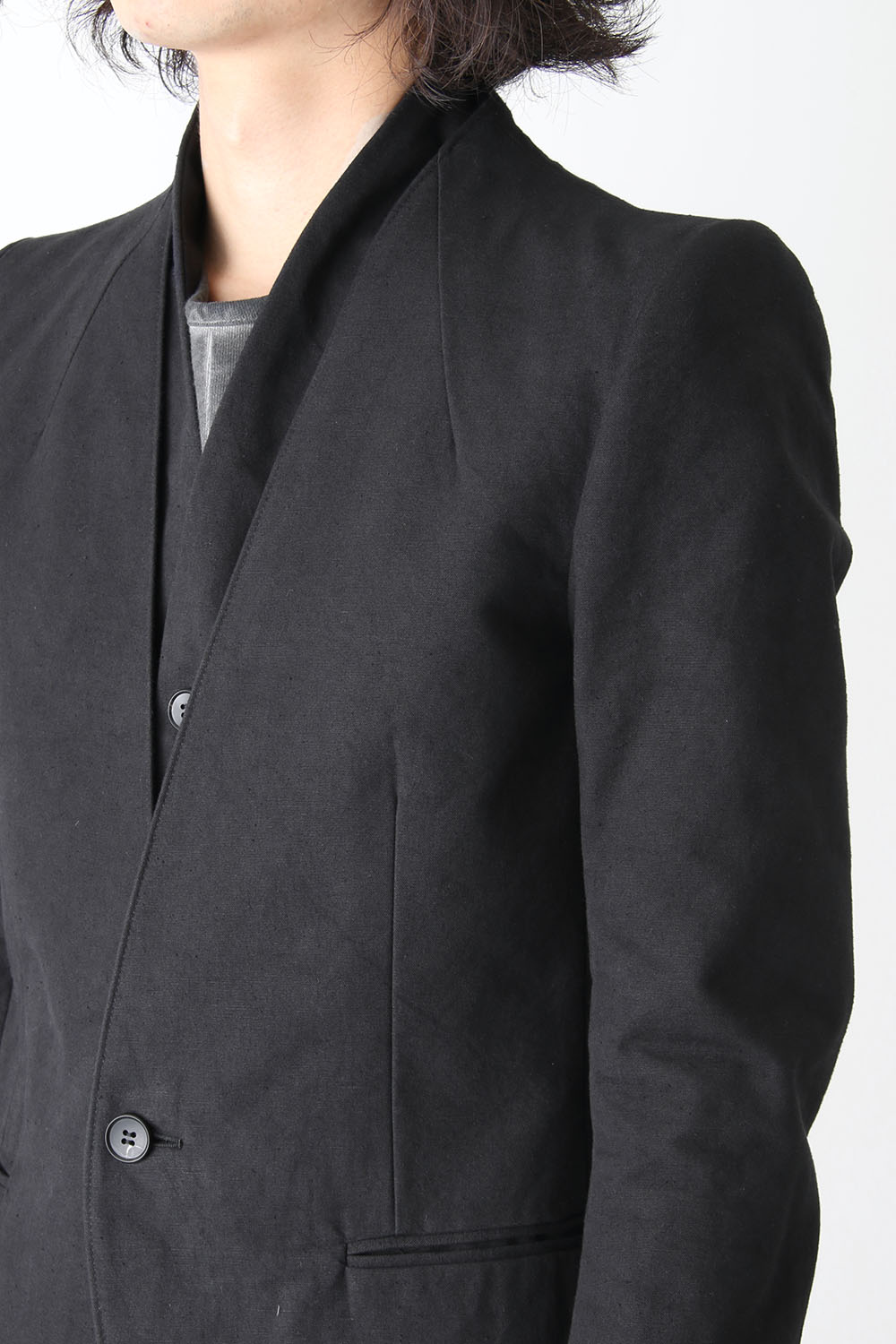 Layered Collarless Tailored Jacket Black