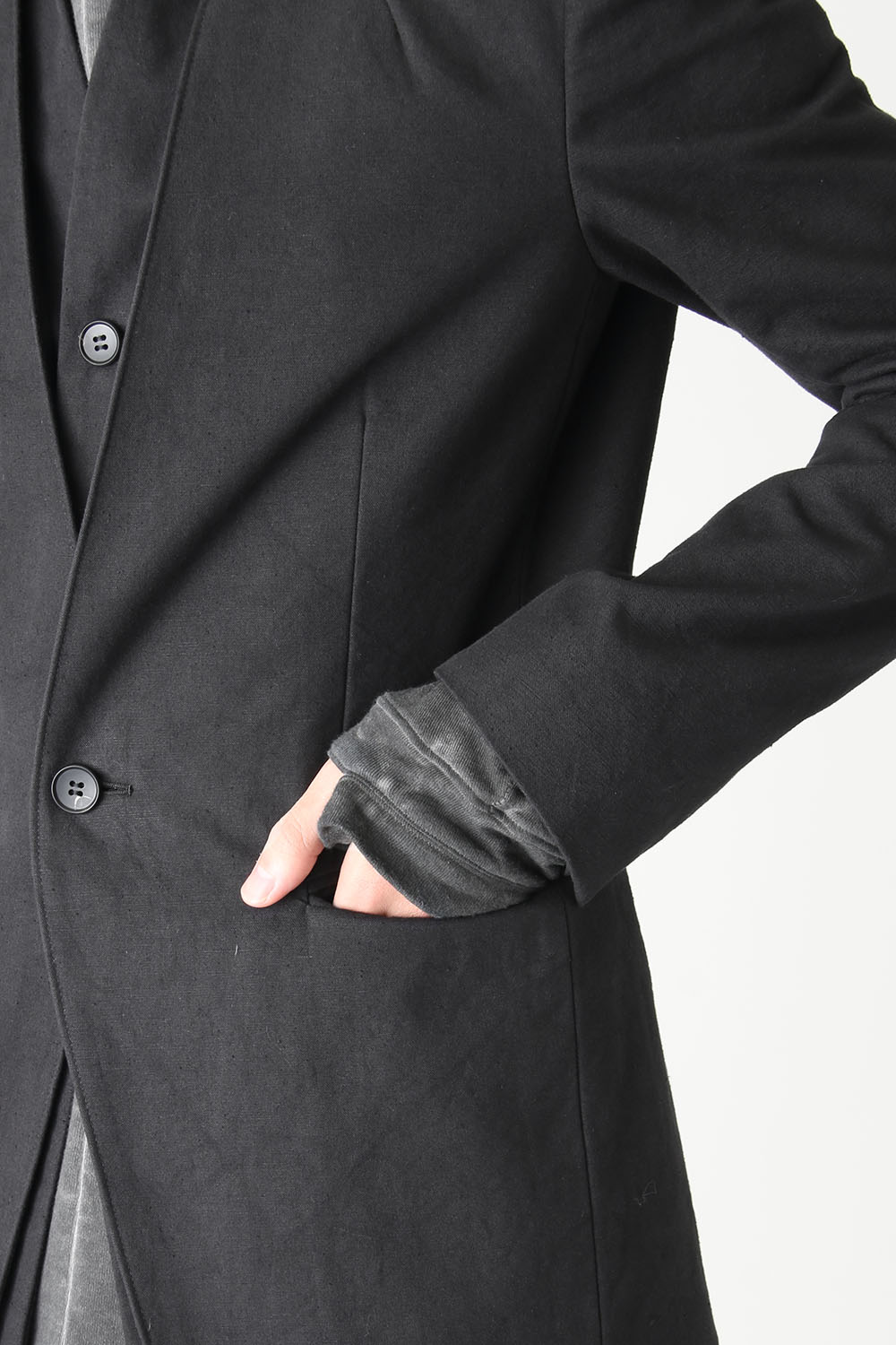 Layered Collarless Tailored Jacket Black