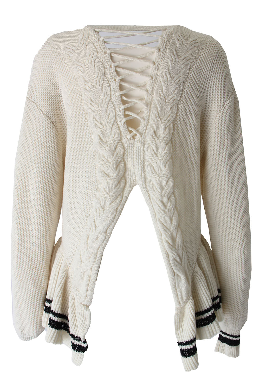 Ruffle Lace Up Knit - 17FK02