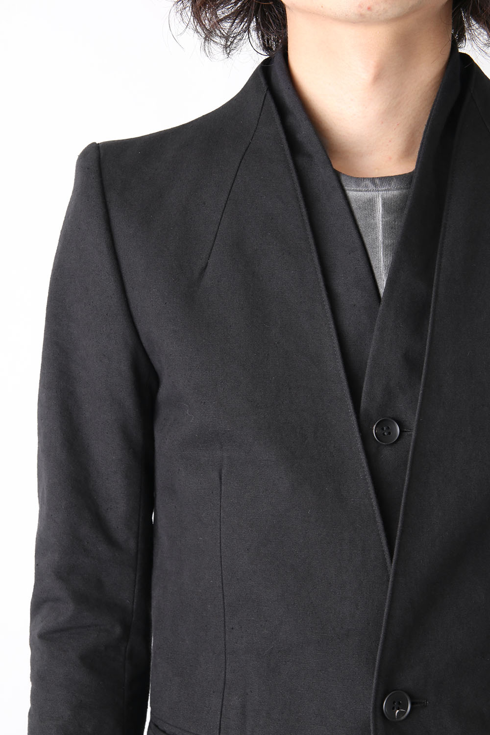 Layered Collarless Tailored Jacket Black