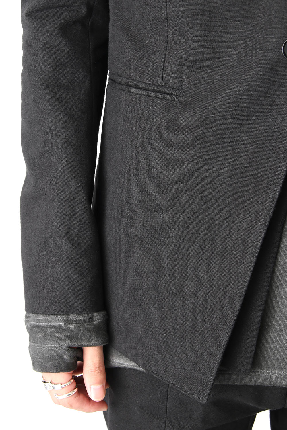 Layered Collarless Tailored Jacket Black