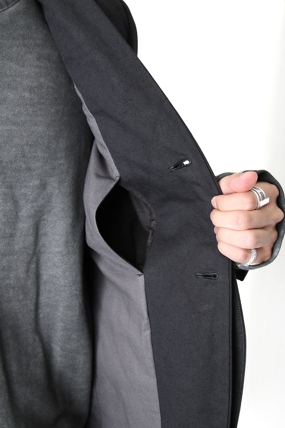 Layered Collarless Tailored Jacket Black