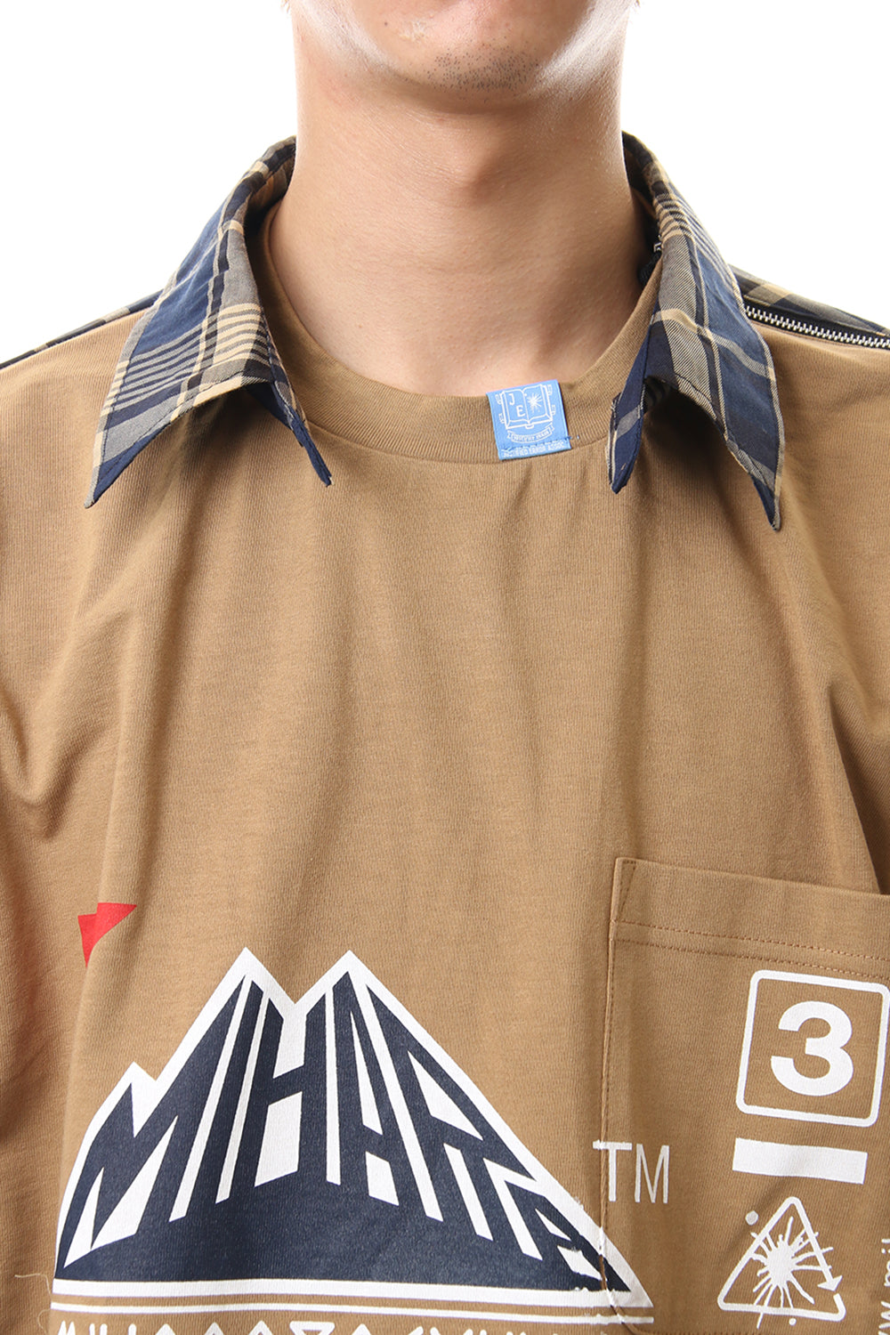 Shirt Docking Zip Slit T-shirt Beige