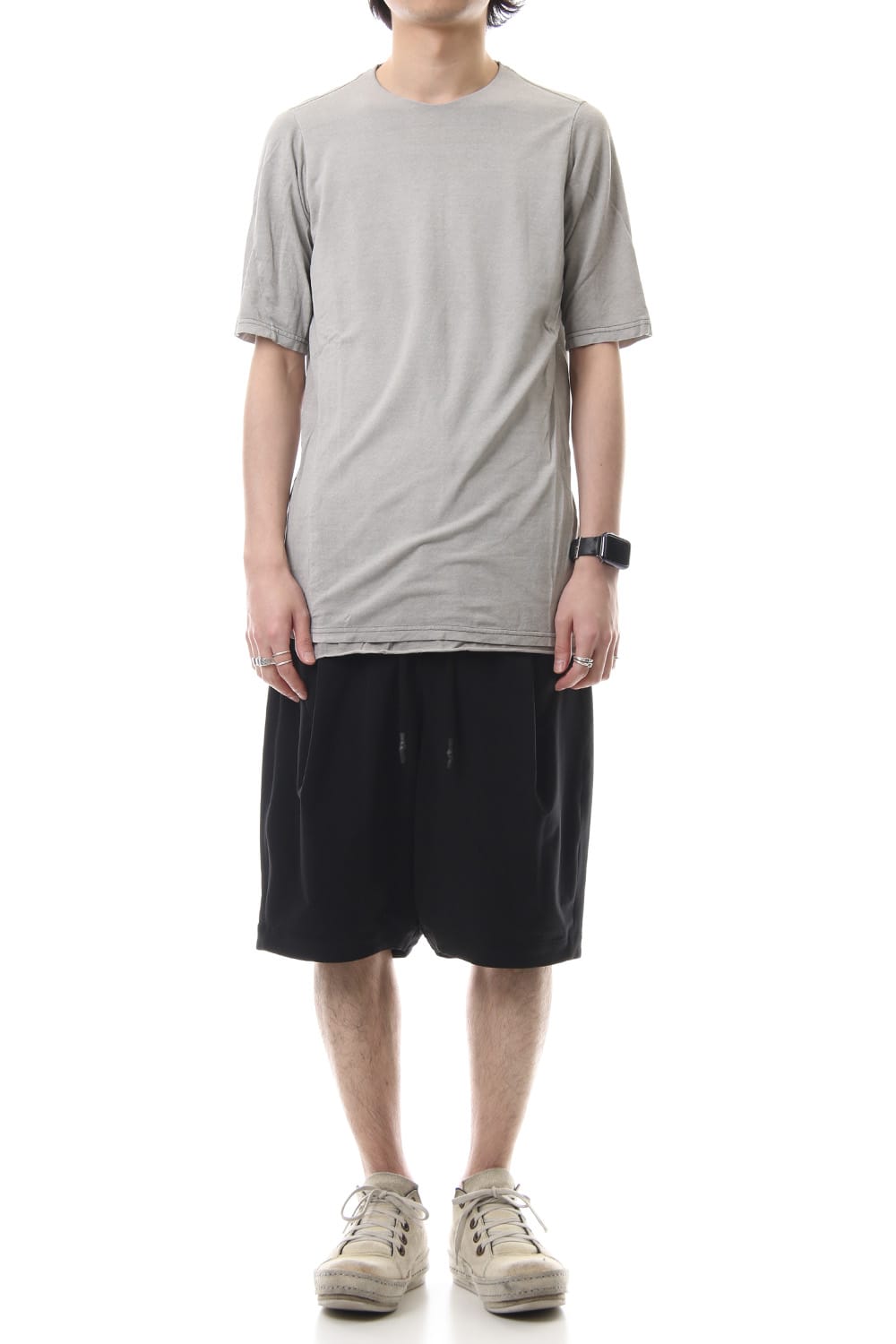 Short sleeve Japanese paper jersey Products dyed - White Gray