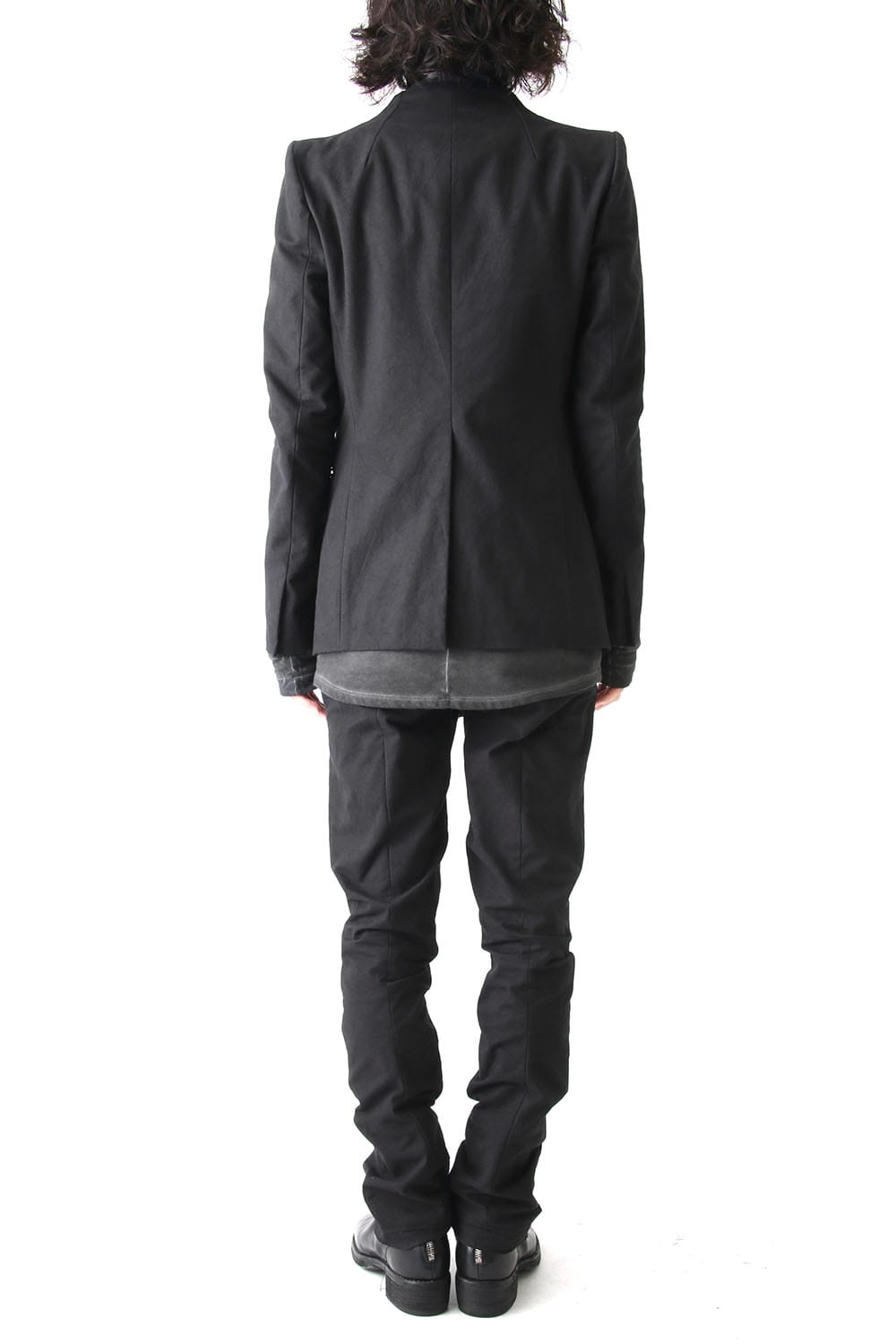 Layered Collarless Tailored Jacket Black