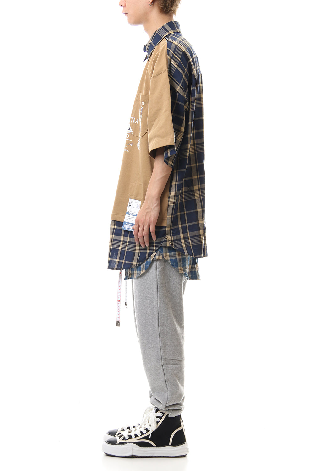 Shirt Docking Zip Slit T-shirt Beige