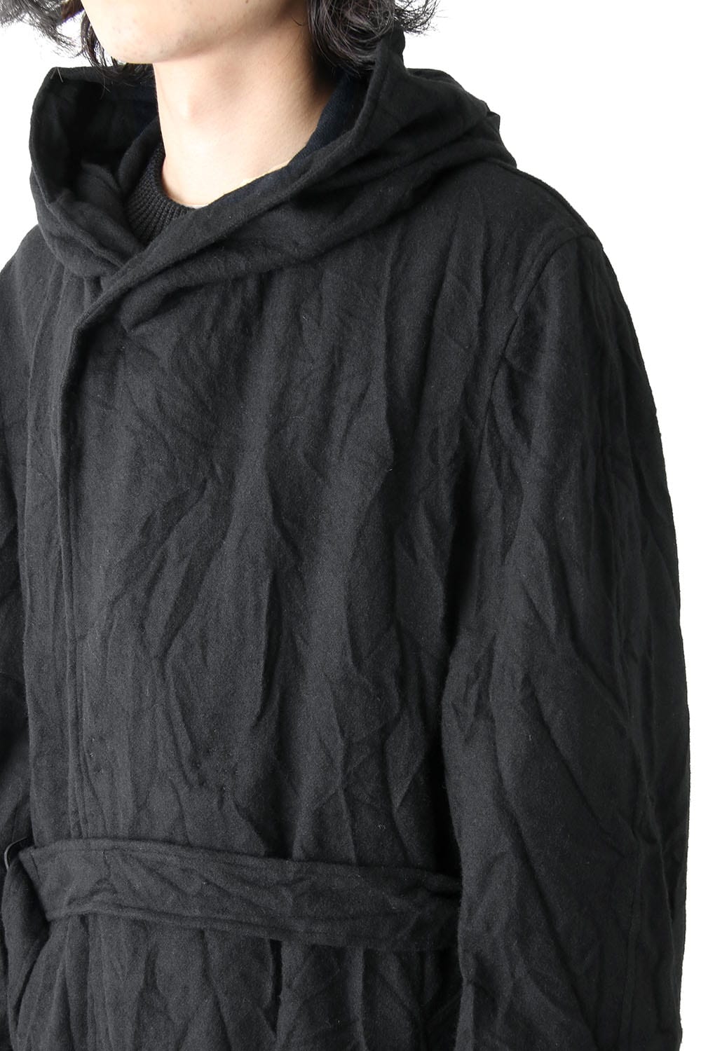 Wrinkle Flannel Hooded Coat 