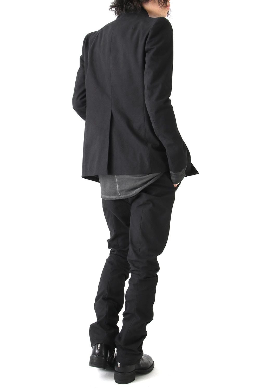 Layered Collarless Tailored Jacket Black