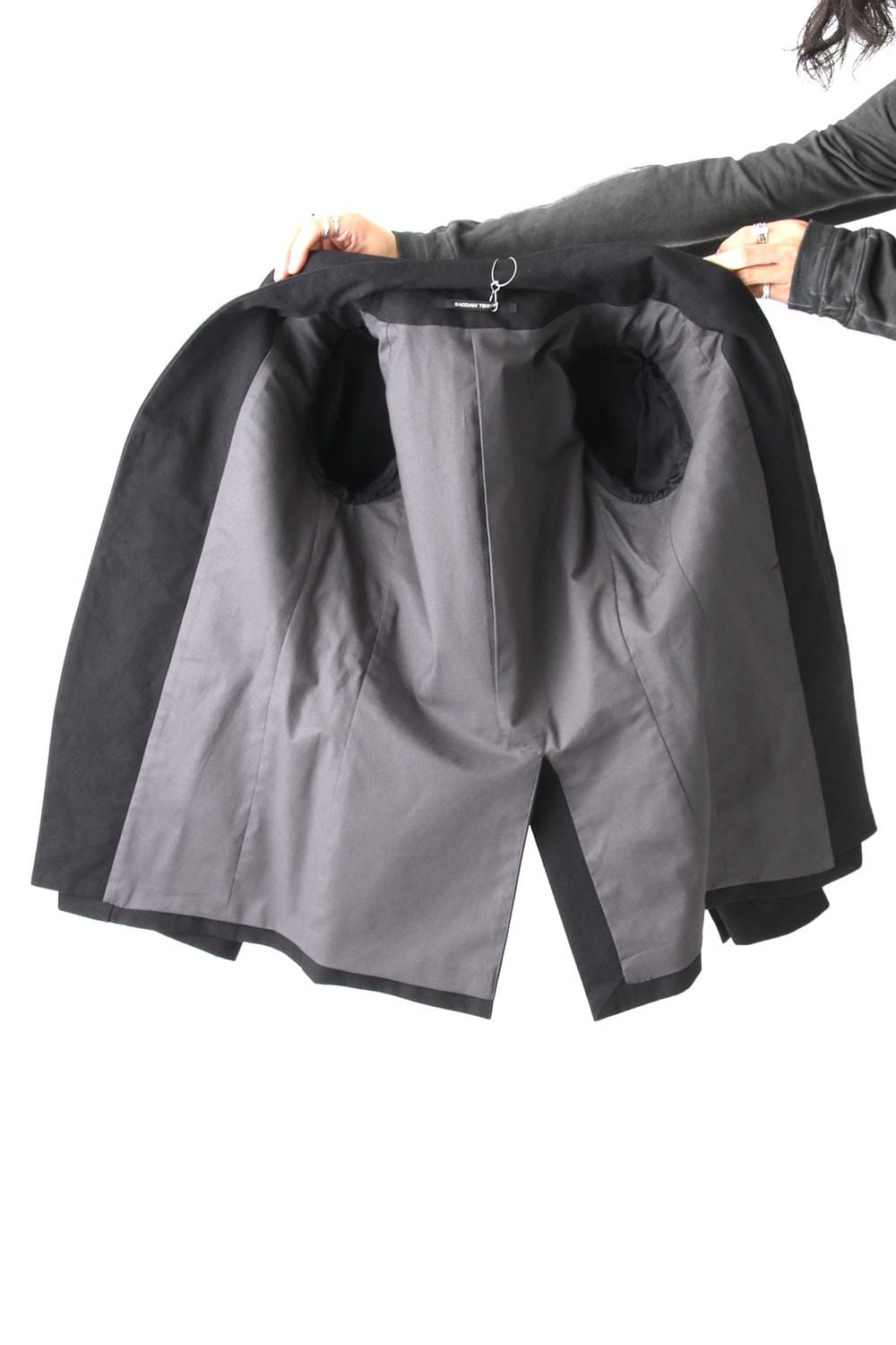 Layered Collarless Tailored Jacket Black