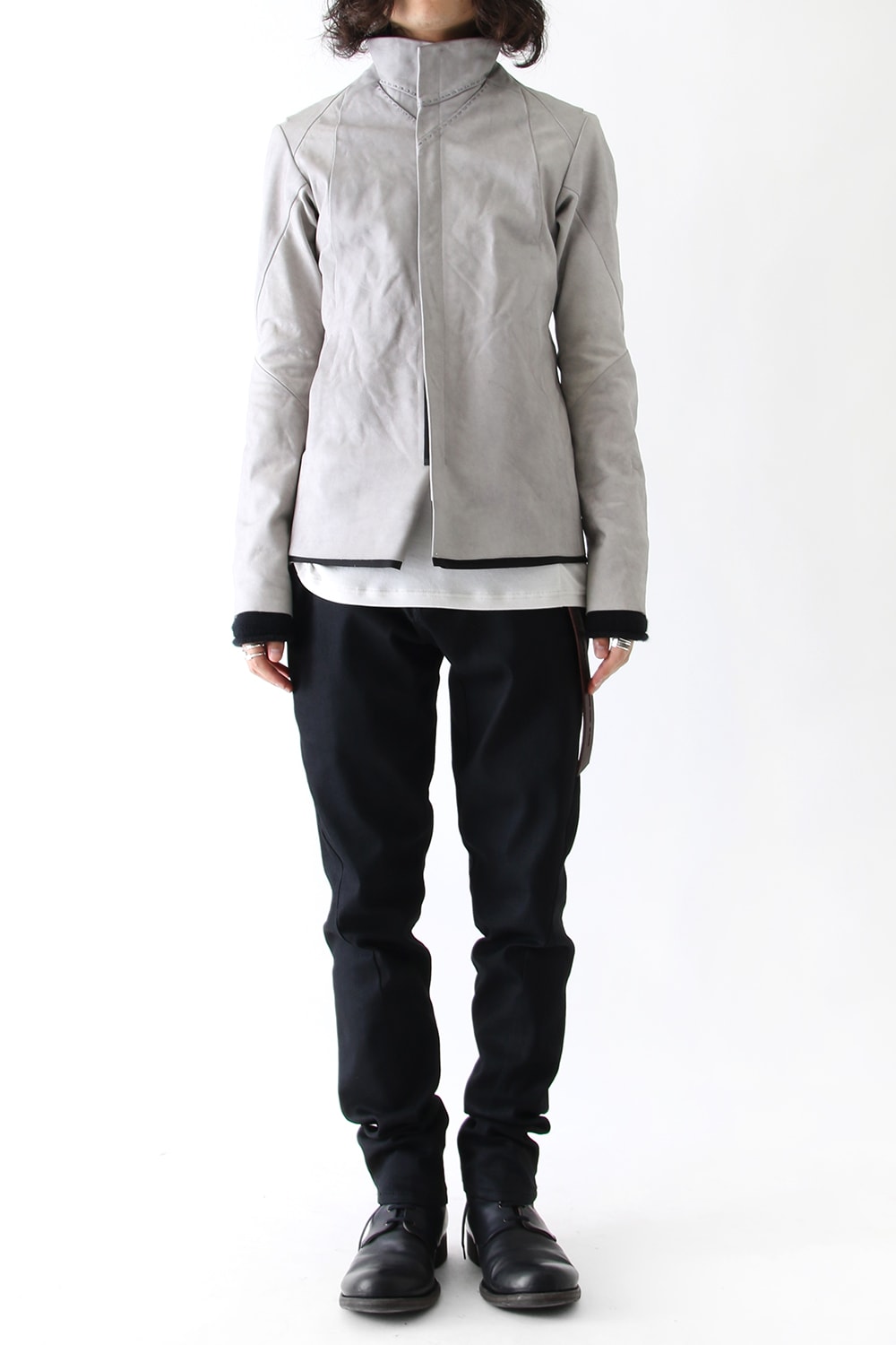 High Neck Jacket Calf Leather