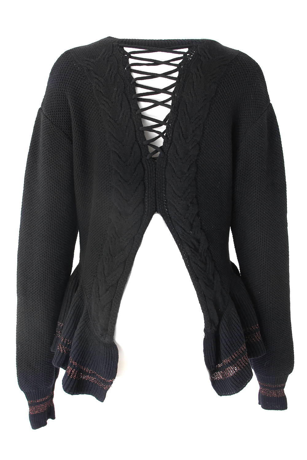 Ruffle Lace Up Knit - 17FK02