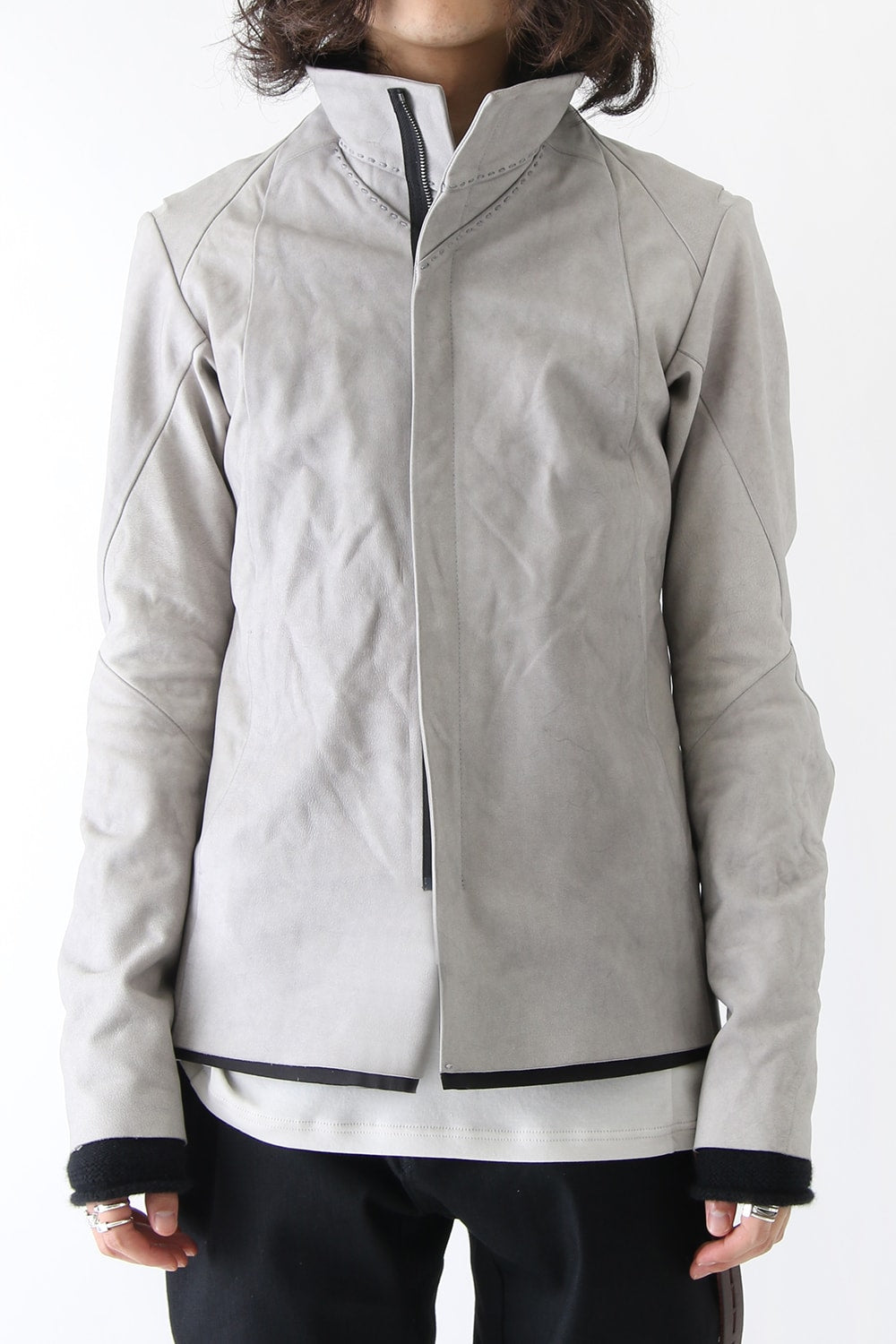 High Neck Jacket Calf Leather