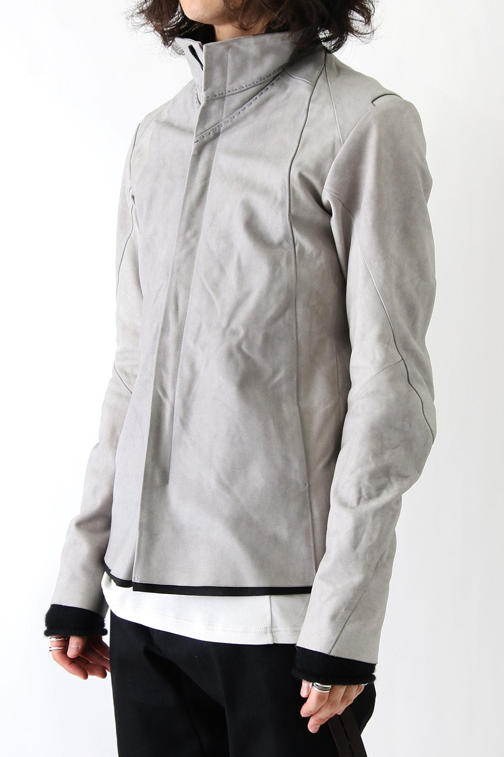 High Neck Jacket Calf Leather