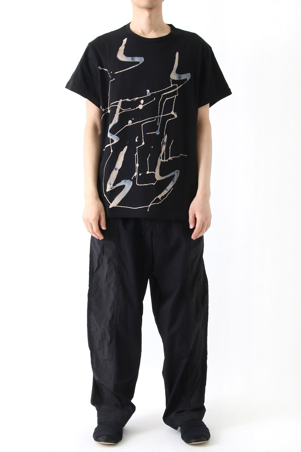 Classical Switched Parts Draw Cord Dyed Pants