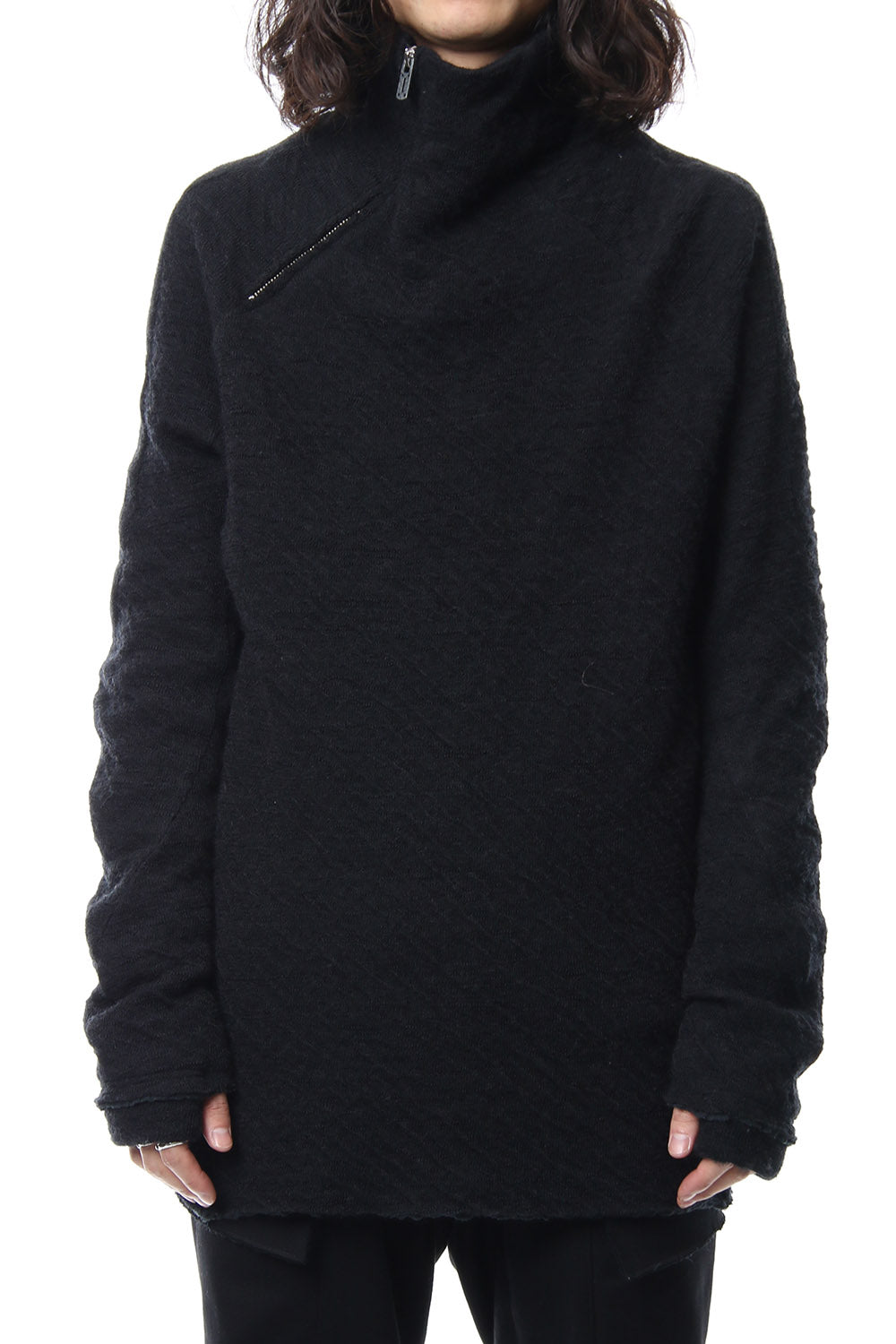 Norway wool dual-layered fabric high neck pullover
