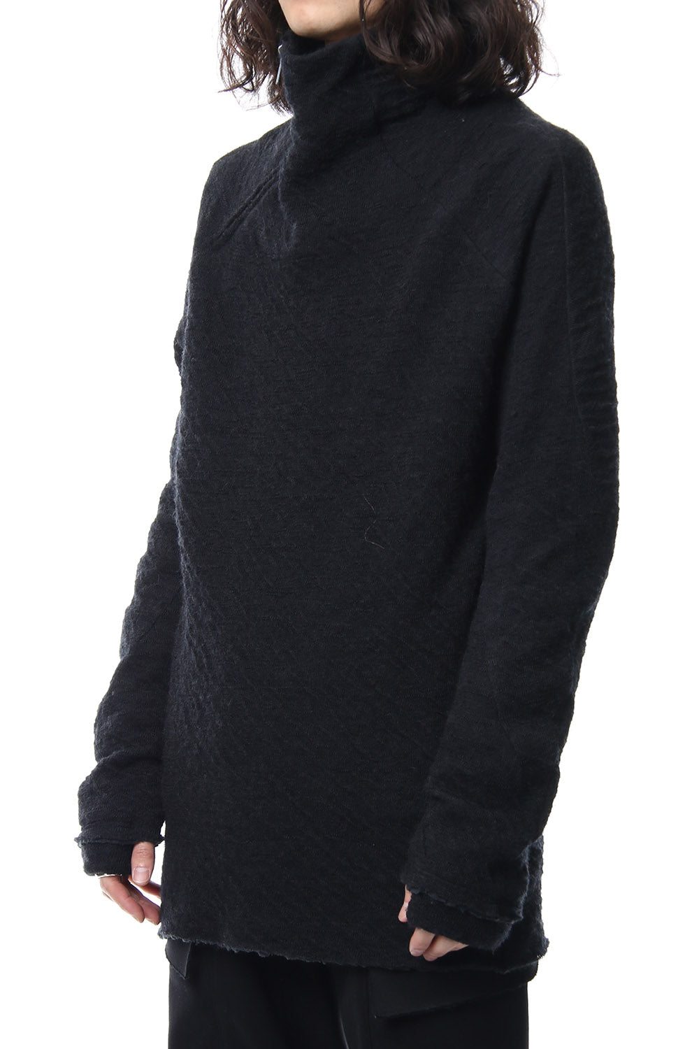 Norway wool dual-layered fabric high neck pullover