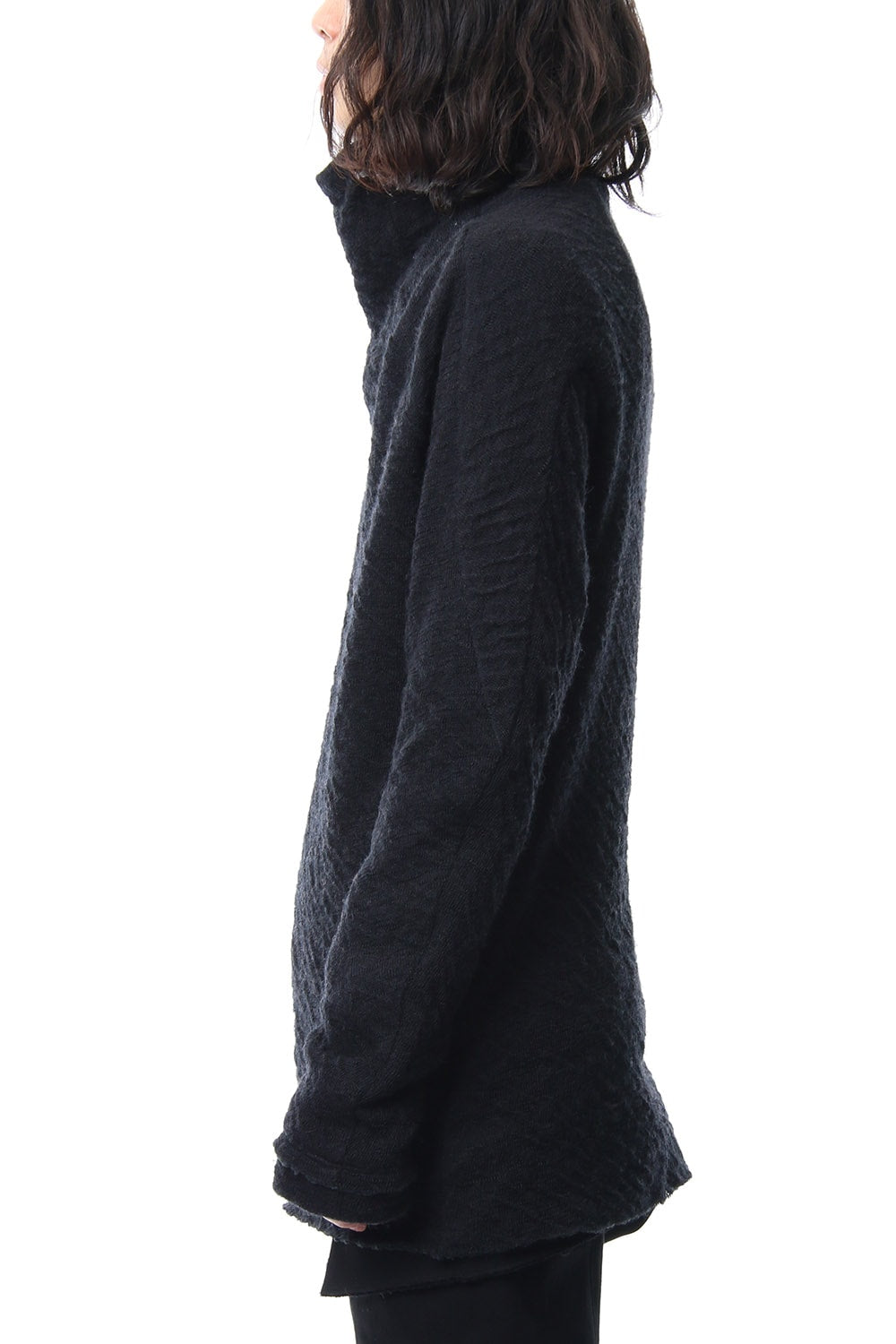 Norway wool dual-layered fabric high neck pullover