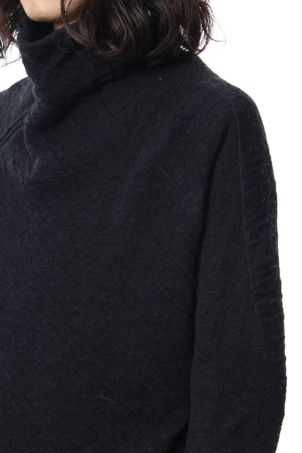 Norway wool dual-layered fabric high neck pullover