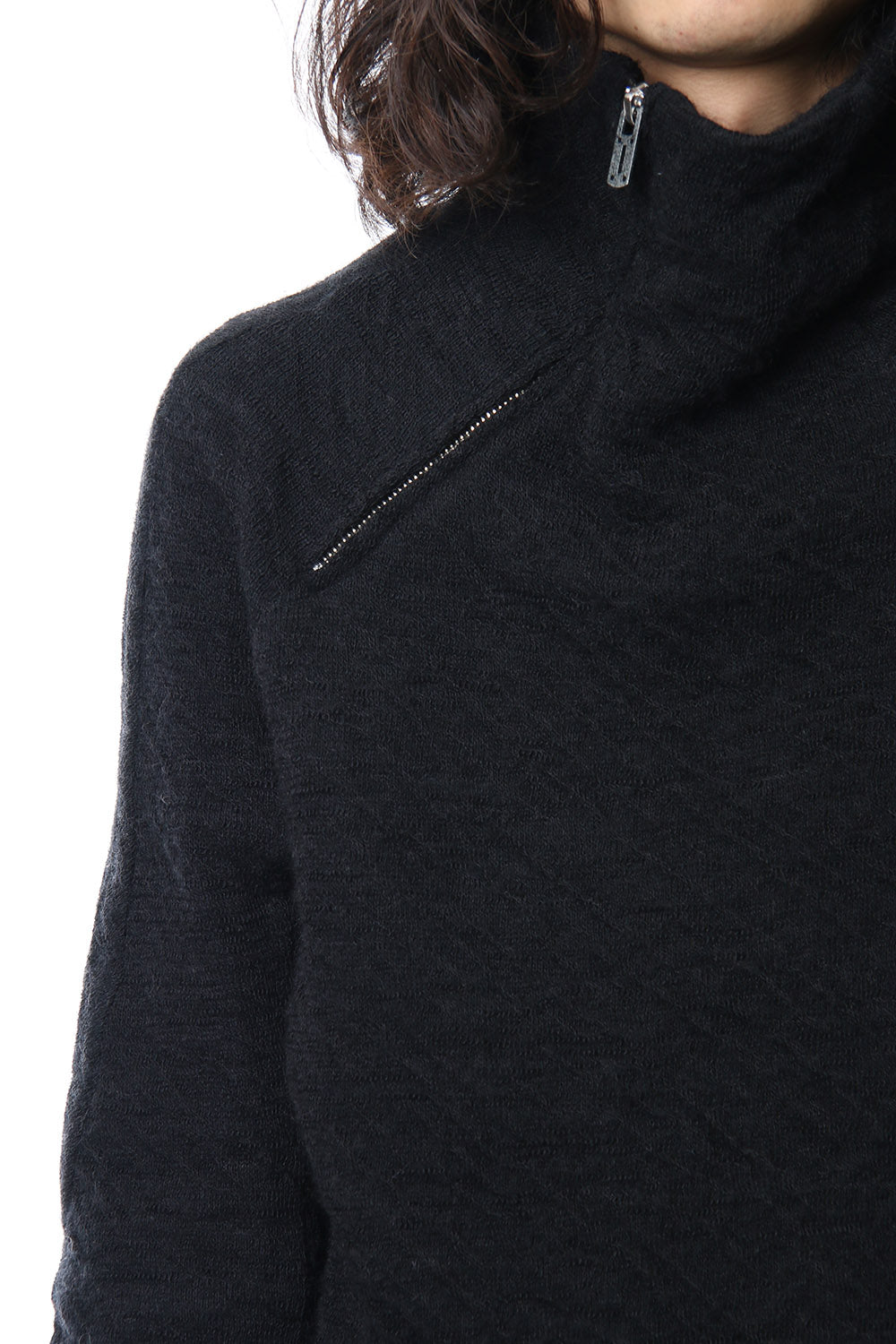 Norway wool dual-layered fabric high neck pullover