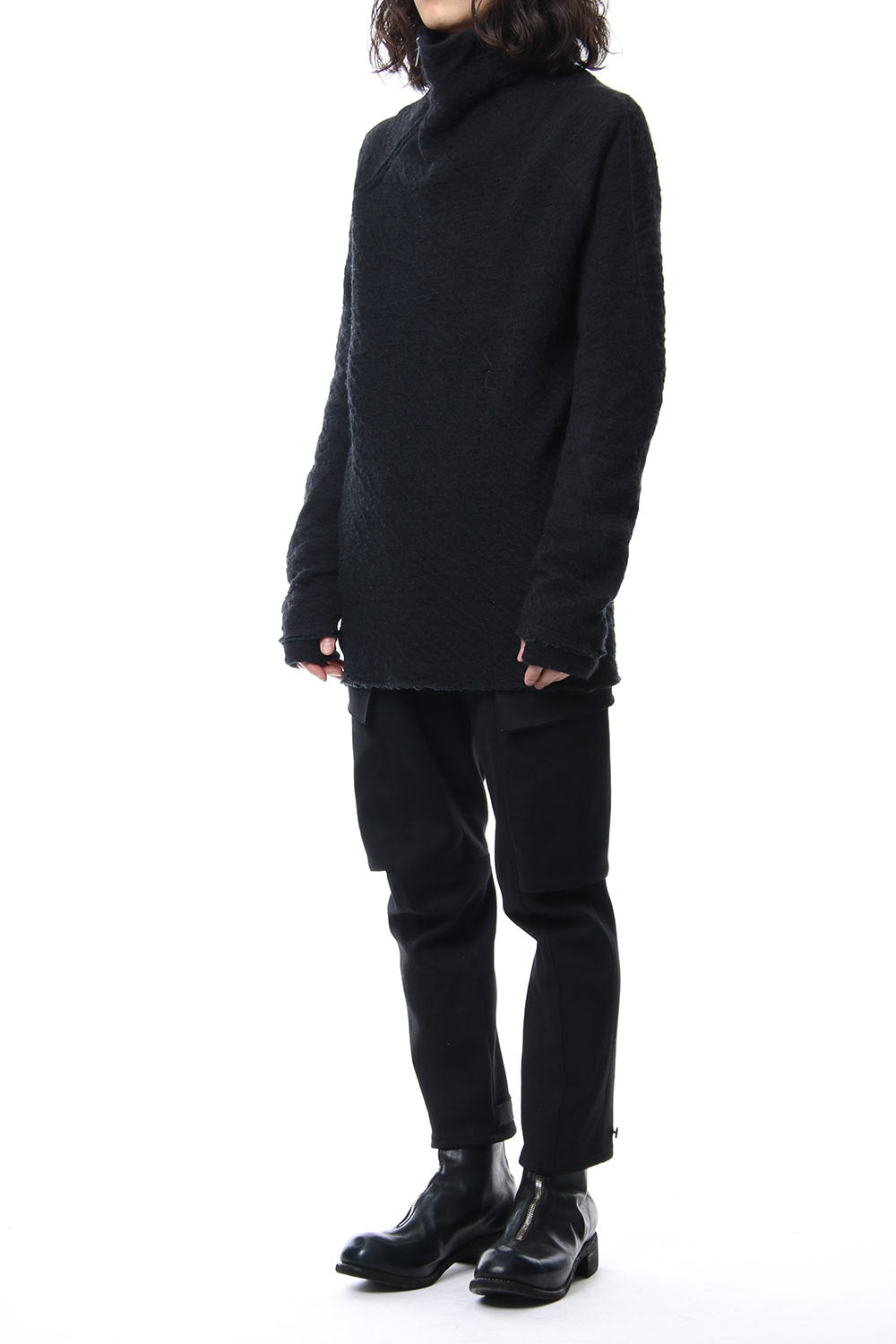 Norway wool dual-layered fabric high neck pullover