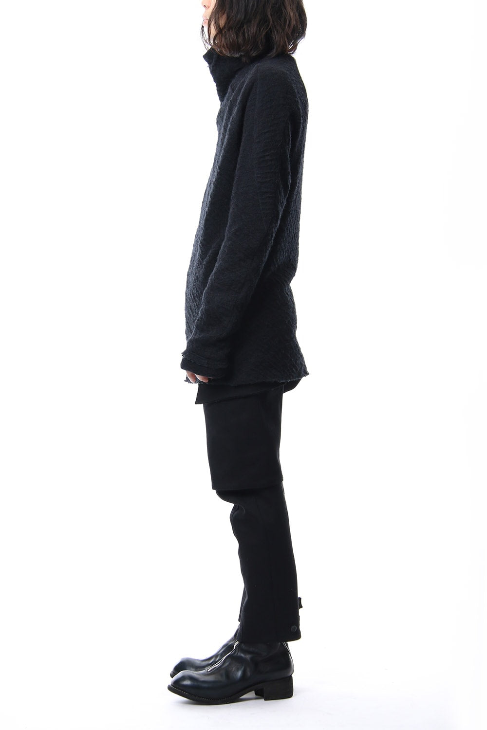 Norway wool dual-layered fabric high neck pullover