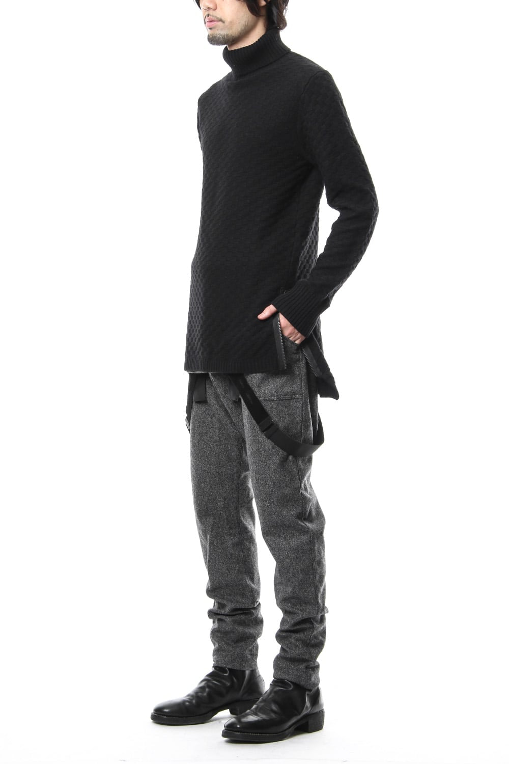 5GG Wool Cotton Long Knit RB-041 Black