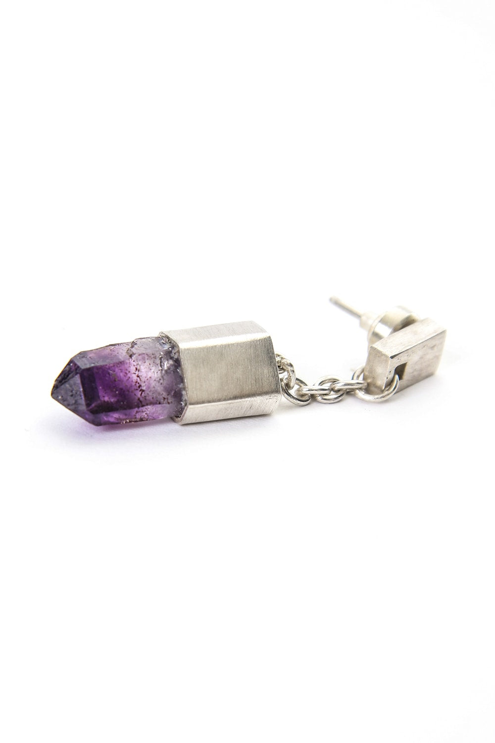 Talisman Dangle Earring (Brandberg Amethyst Quartz)