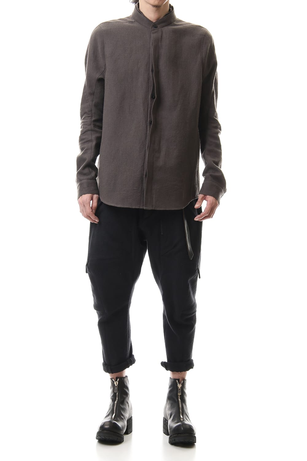 甘織デニム マルチポケットカーゴクロップドパンツ