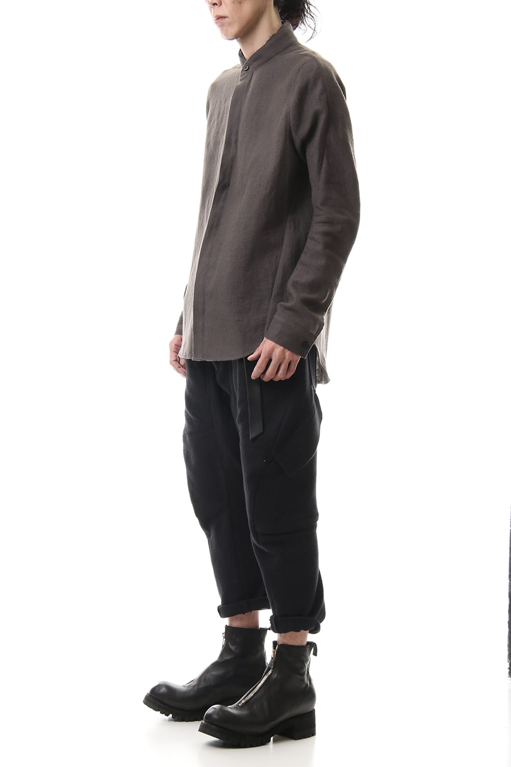 甘織デニム マルチポケットカーゴクロップドパンツ