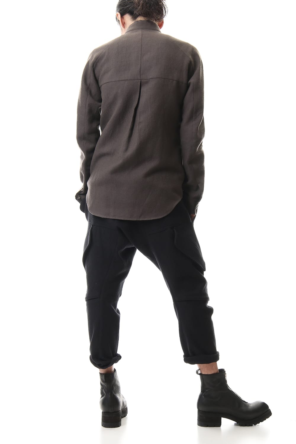 甘織デニム マルチポケットカーゴクロップドパンツ