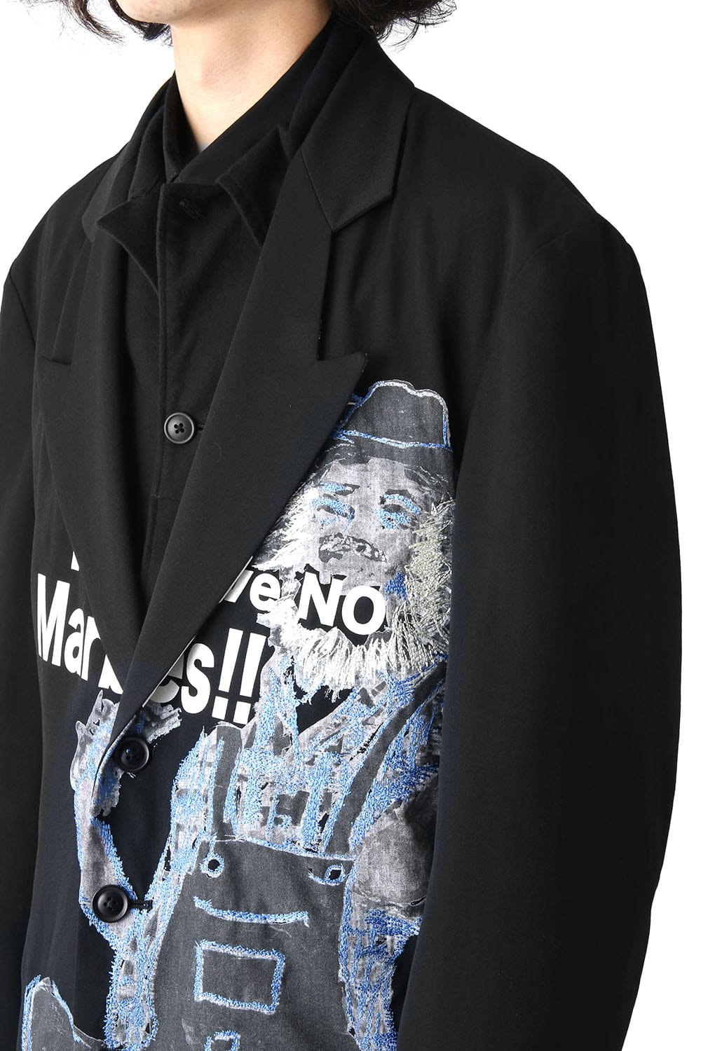 Deformation Collar Print Jacket