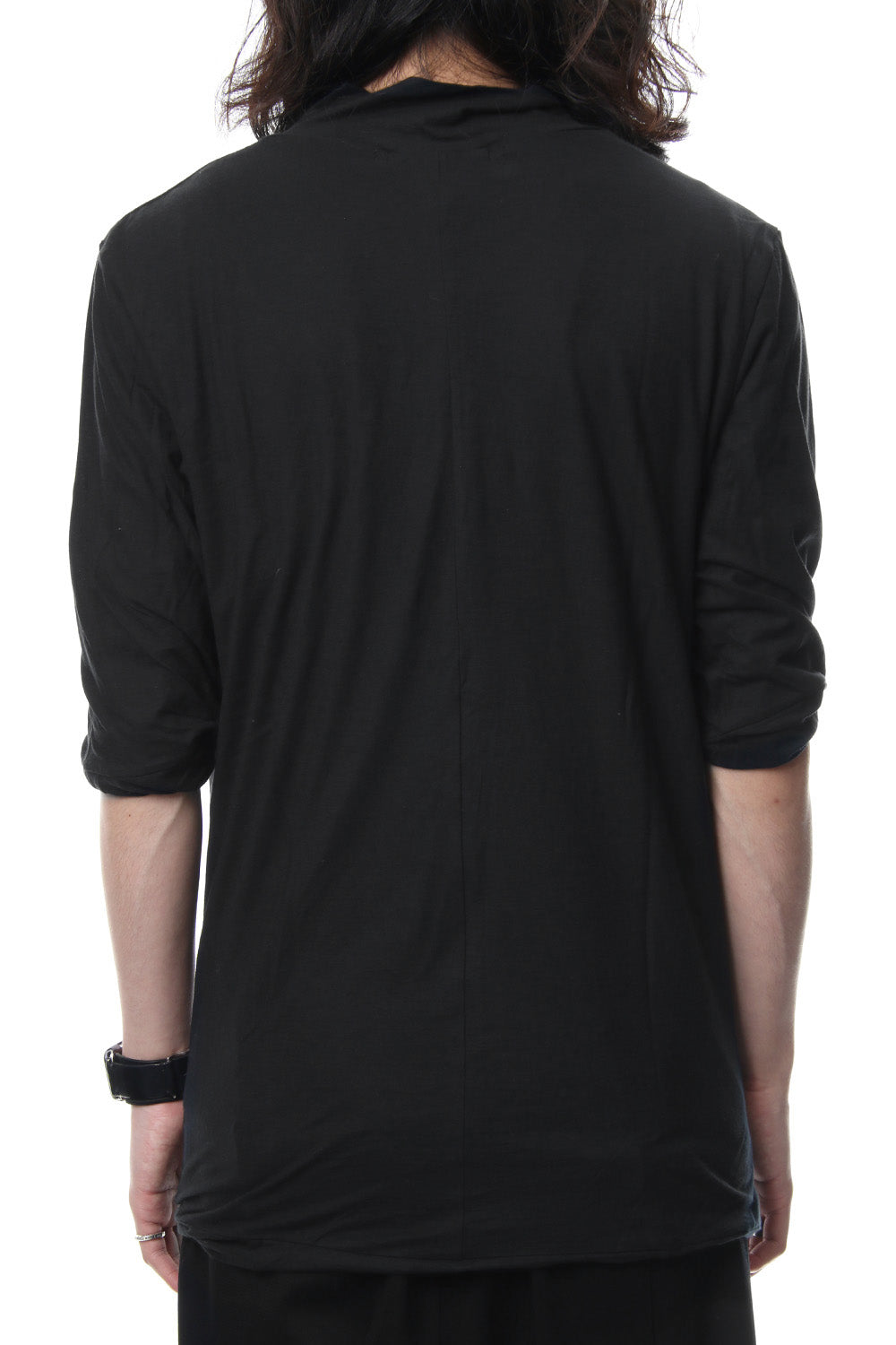 80/- Plain Stitch High Shawl Collar Twisted Half Sleeve T-Shirt