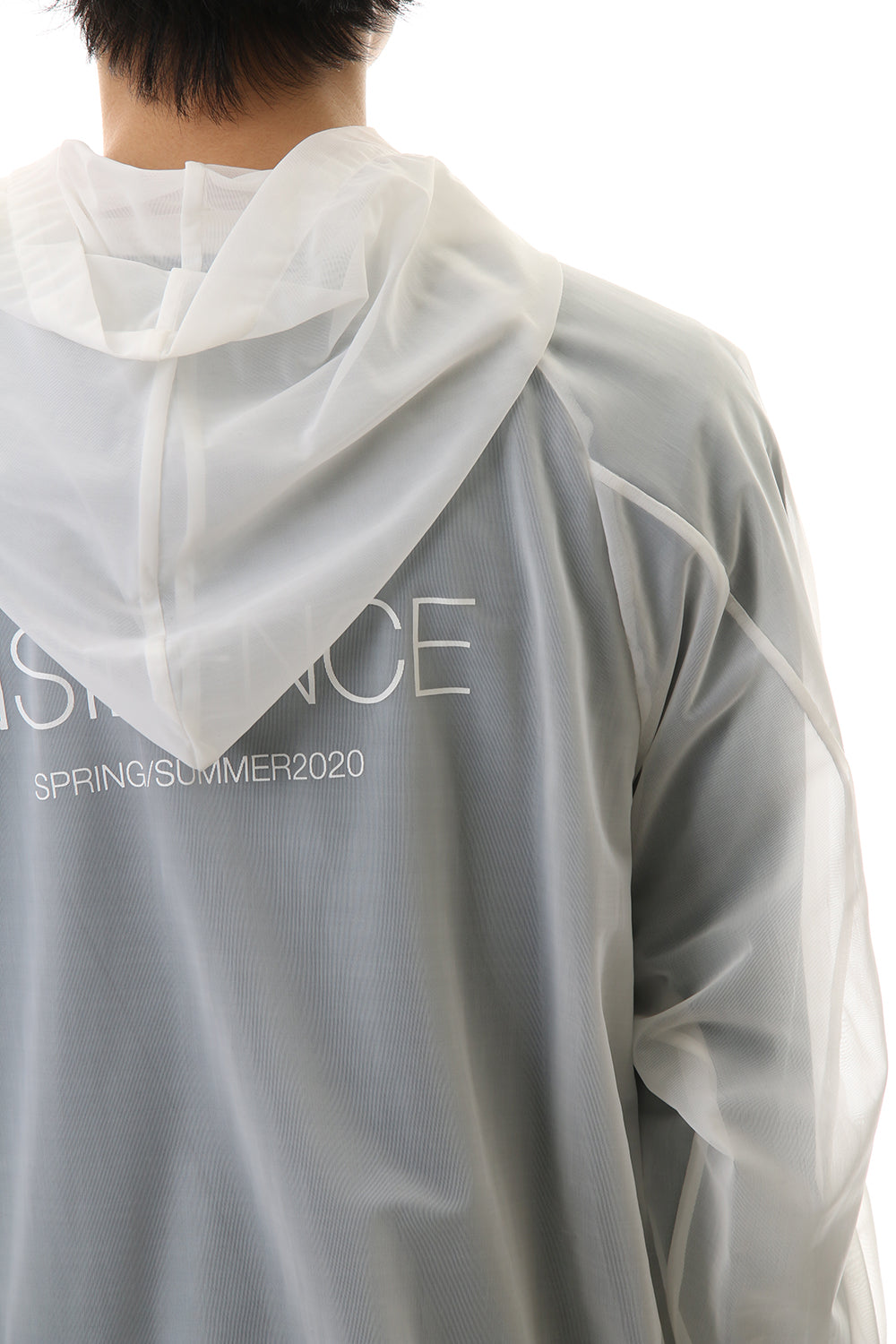 See throug Back print Hooded blouson White