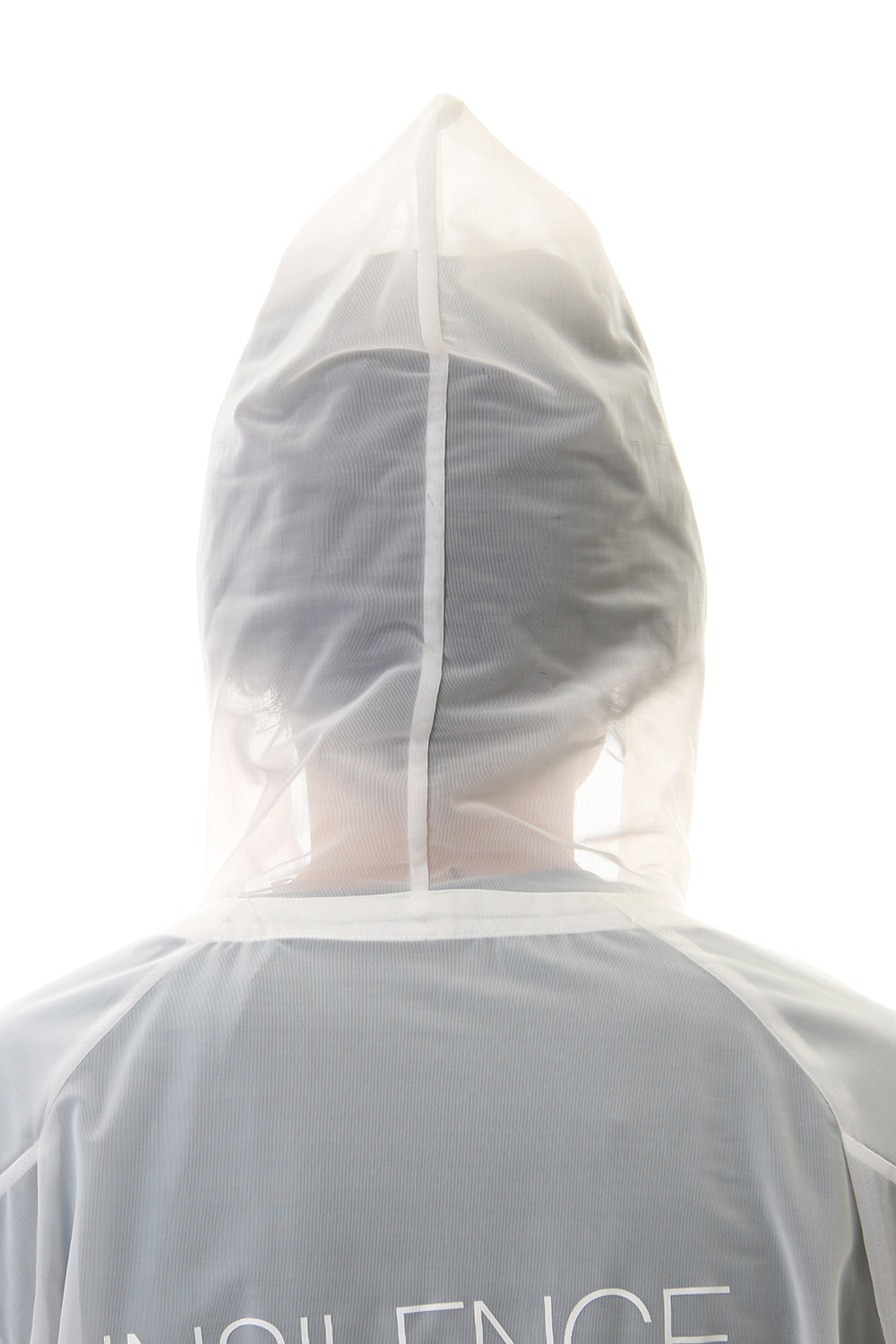 See throug Back print Hooded blouson White