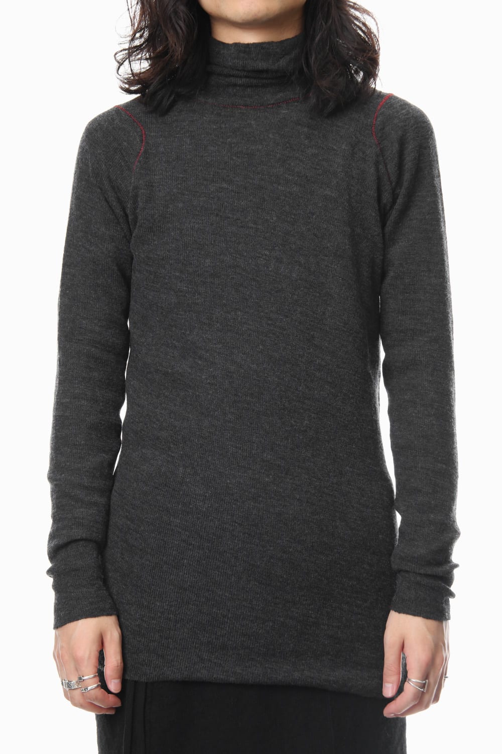 Rib knitting asymmetry turtleneck