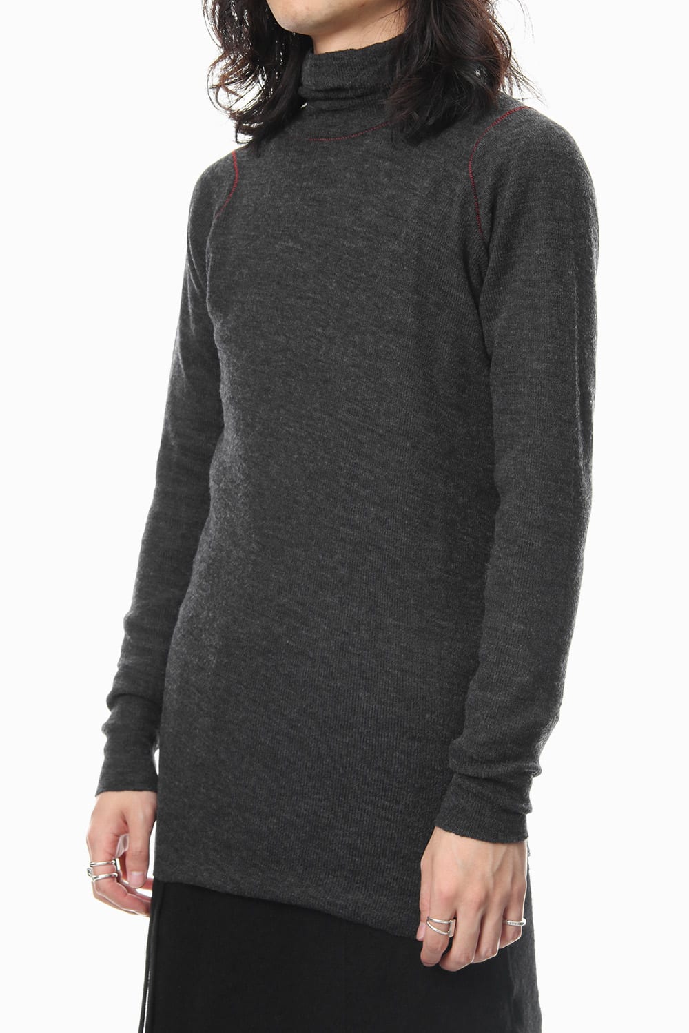 Rib knitting asymmetry turtleneck