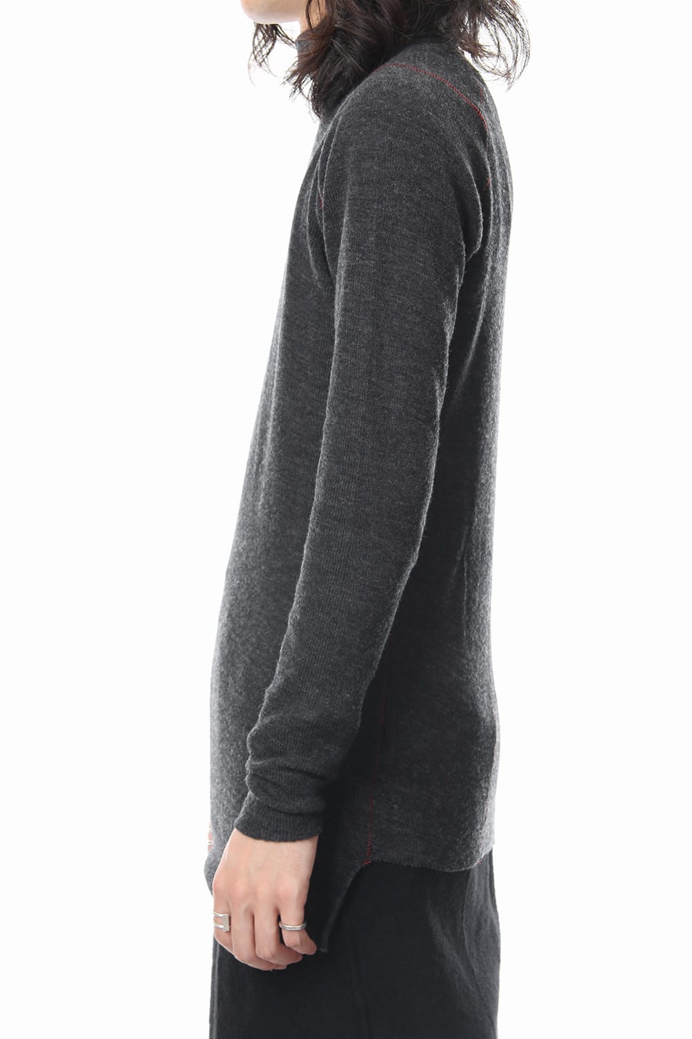 Rib knitting asymmetry turtleneck
